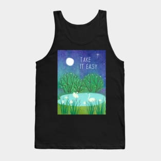 Peaceful Watercolor Night Nature Scene Tank Top